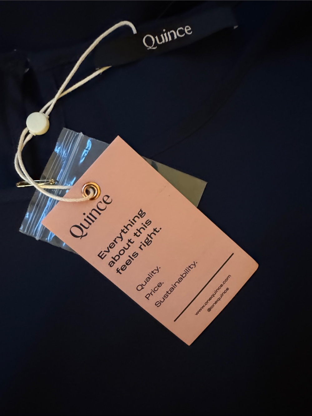Quince Navy Short Sleeve Shift Dress - Picture 3 of 3
